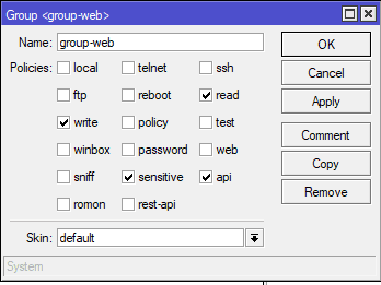 Mikrotik User Group Policies